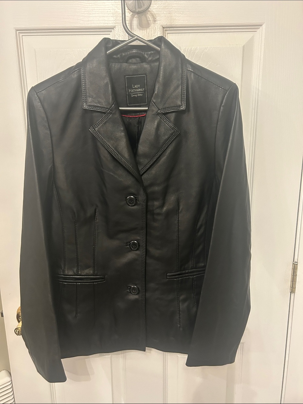 Lady Hathaway Black Leather Button-Front Jacket